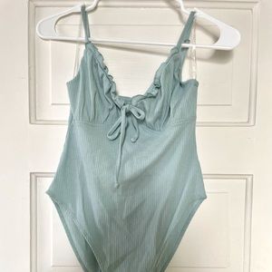 Teal Scunch Tie Body Suit